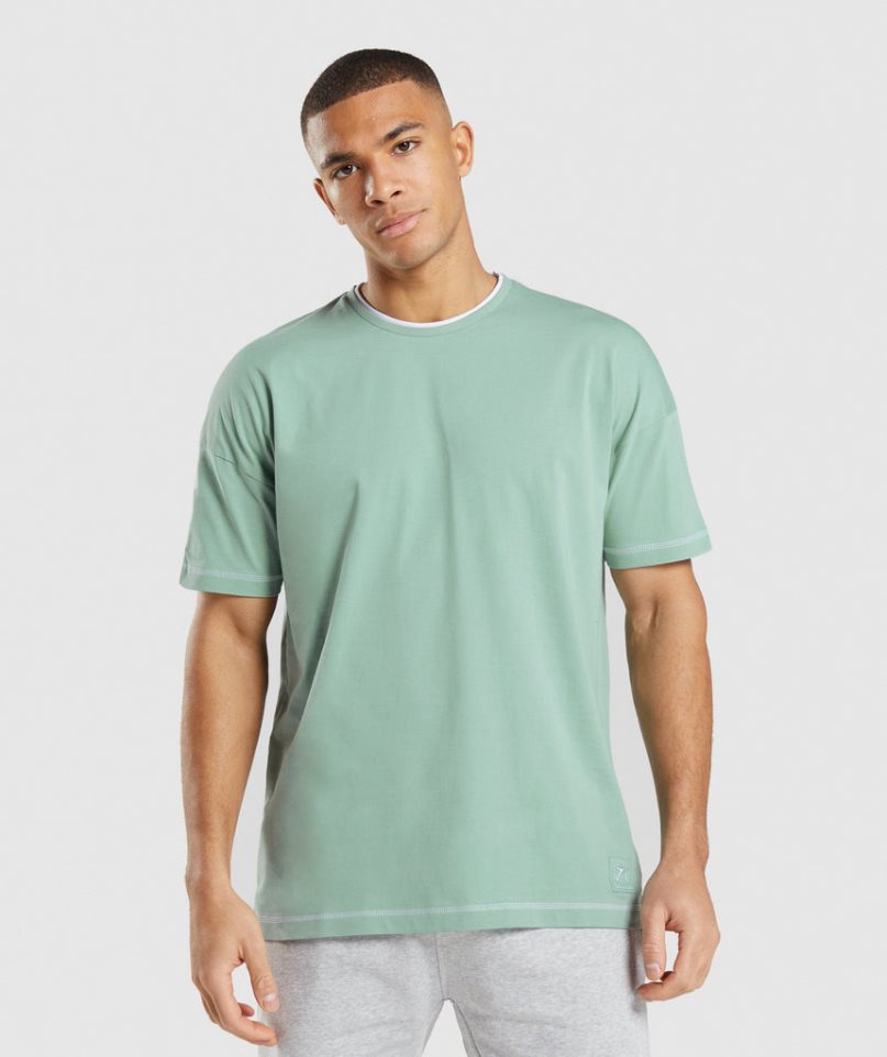 Men\'s Gymshark Recess T-Shirts Light Green | NZ 7IGAJH